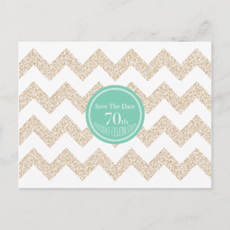 Chevron 70th Birthday Save the Date Choose Colour Announcement Postcard