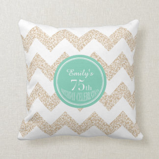 Chevron 75th Birthday Celebration Pillow with name