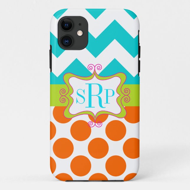 Chevron and Polka Dots Monogram Case-Mate iPhone Case (Back)