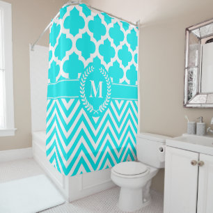 Chevron and Quatrefoil Shower Curtain