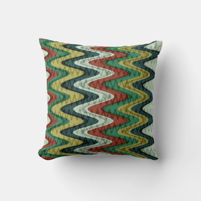 Chevron and Wavy Stripes Pattern Cushion (Front)