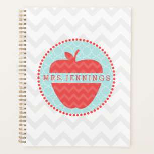 Chevron Apple Quatrefoil Personalised Teacher Planner