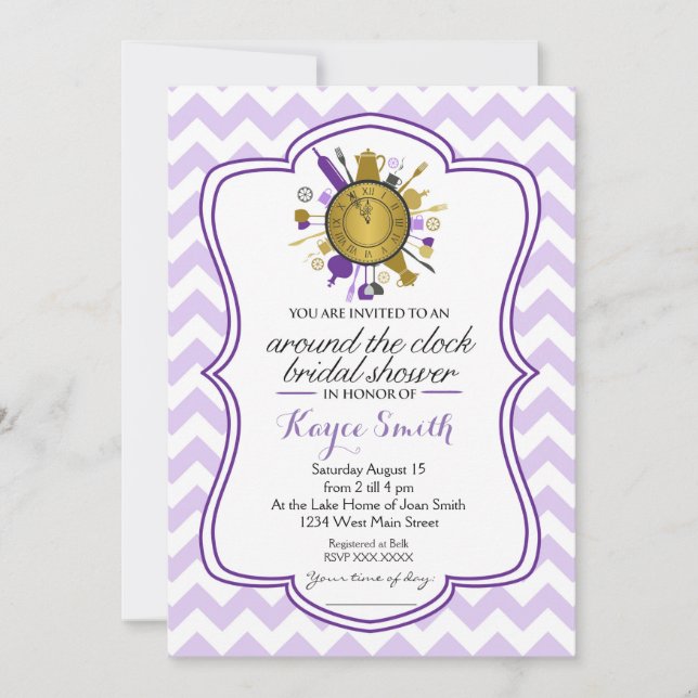 Chevron Around the Clock Bridal Shower Invitation (Front)