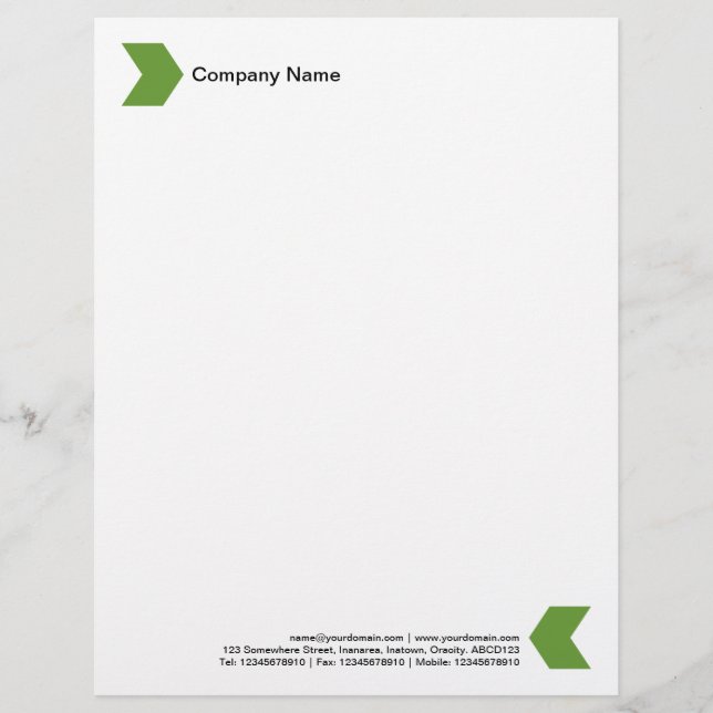 Chevron - Avocado Green Custom Letterhead (Front)