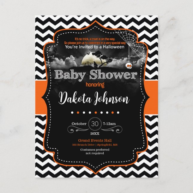 Chevron Baby shower Halloween Invitation (Front)