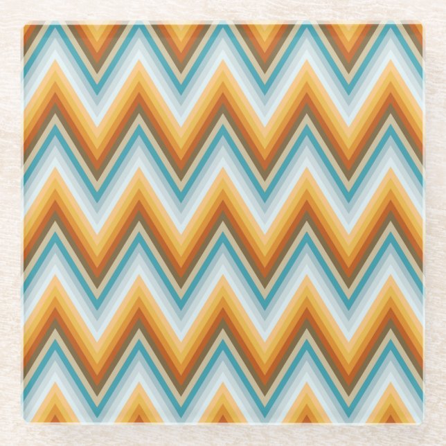 Chevron Background Pattern Glass Coaster (Front)