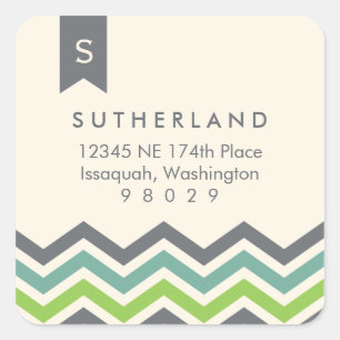 Chevron Banner Monogram Address Label