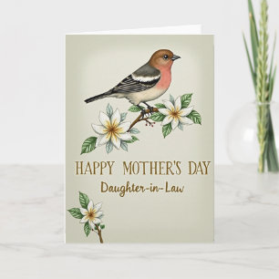 Chevron Bird Branch Mothers Day Card