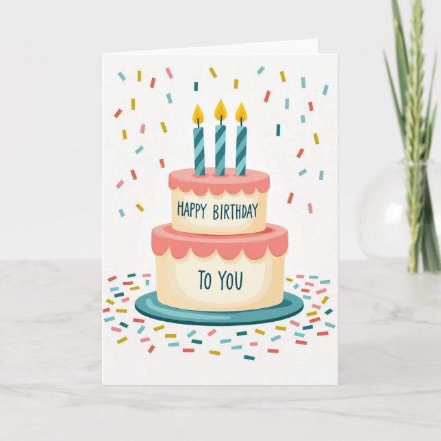 Chevron Birthday Cake Card (Front)