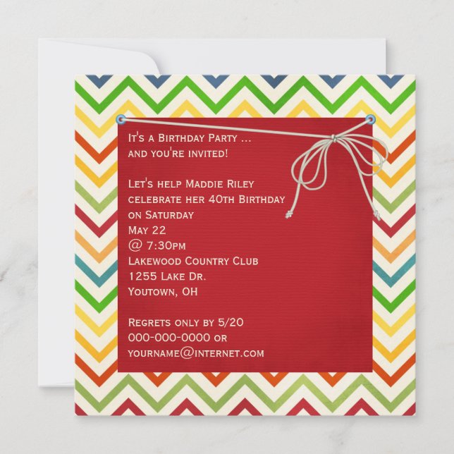 Chevron Birthday Party design Invitation (Front)