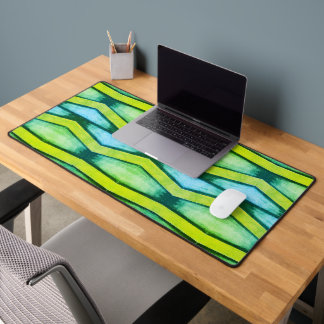 Chevron blue and green graphics  desk mat