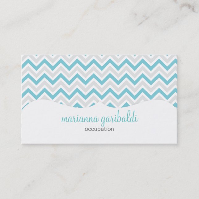 Chevron Blue and Modern Personalised Business Card (Front)
