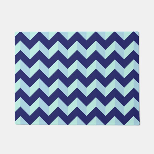 Chevron Blue Pattern Doormat (Front)