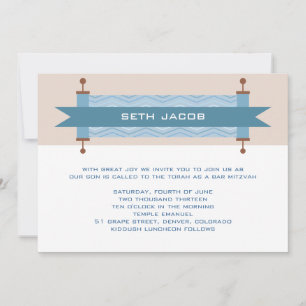 Chevron Blues Bar Mitzvah Invitation