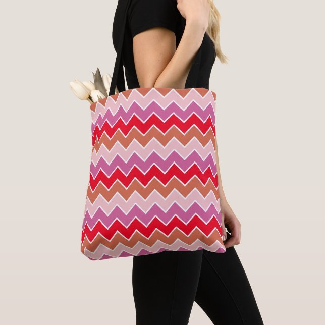 Chevron Bold Colourful Pattern Texture Tote Bag (Close Up)