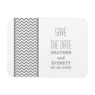 Chevron Border Save the Date Magnet, Grey Magnet