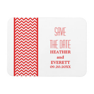 Chevron Border Save the Date Magnet, Red Magnet
