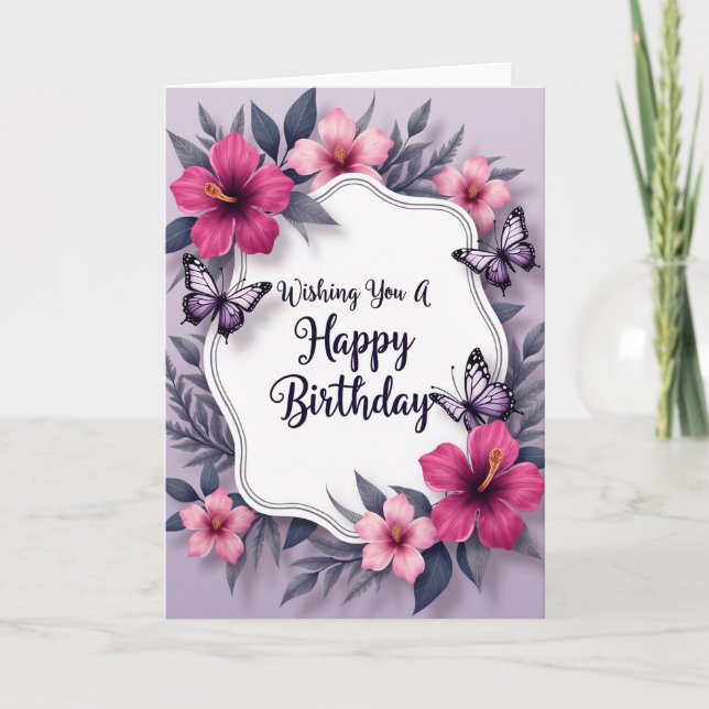 Chevron Botanical Message Card (Front)