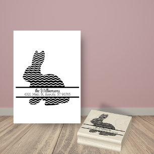 Chevron Bunny Monogram Return Address Rubber Stamp