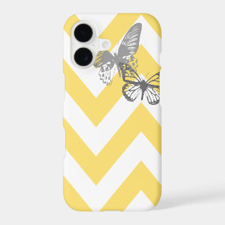 Chevron Butterflies iPhone 7 case | Yellow Grey