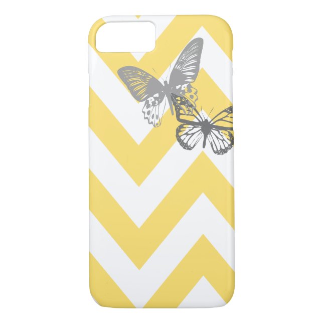 Chevron Butterflies iPhone 7 case | Yellow Grey (Back)