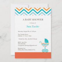 Chevron Carriage Baby Shower Invitation | Boy