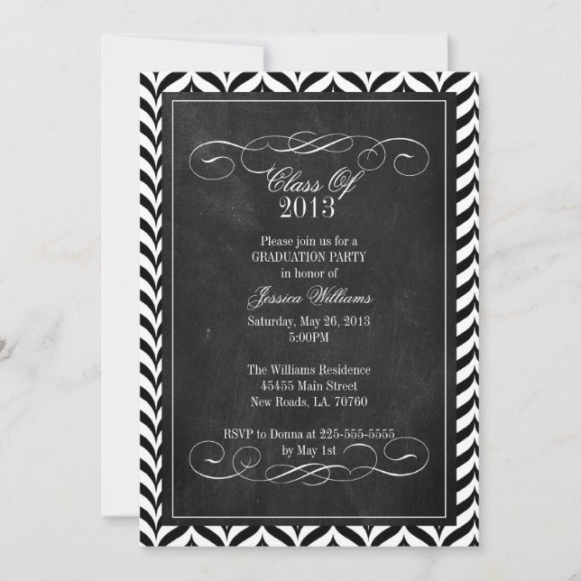 Chevron Chalkboard Graduation Invitation (Front)