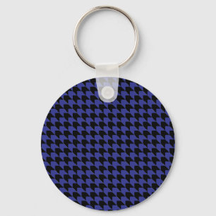 Chevron Check Blue and Black Key Ring