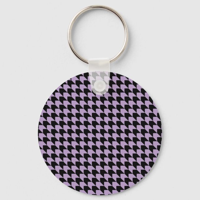 Chevron Checks Lilac and Black Key Ring (Front)