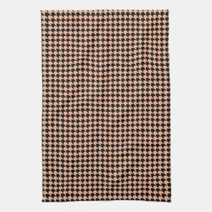 Chevron Checks Melon and Black Tea Towel