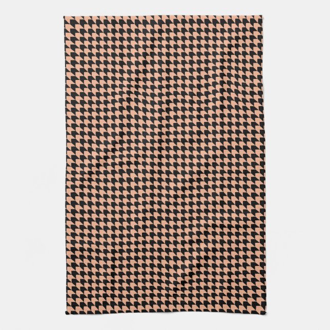 Chevron Checks Melon and Black Tea Towel (Vertical)