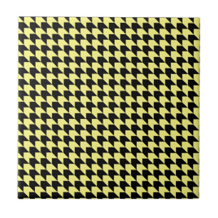 Chevron Checks Yellow and Black Ceramic Tile