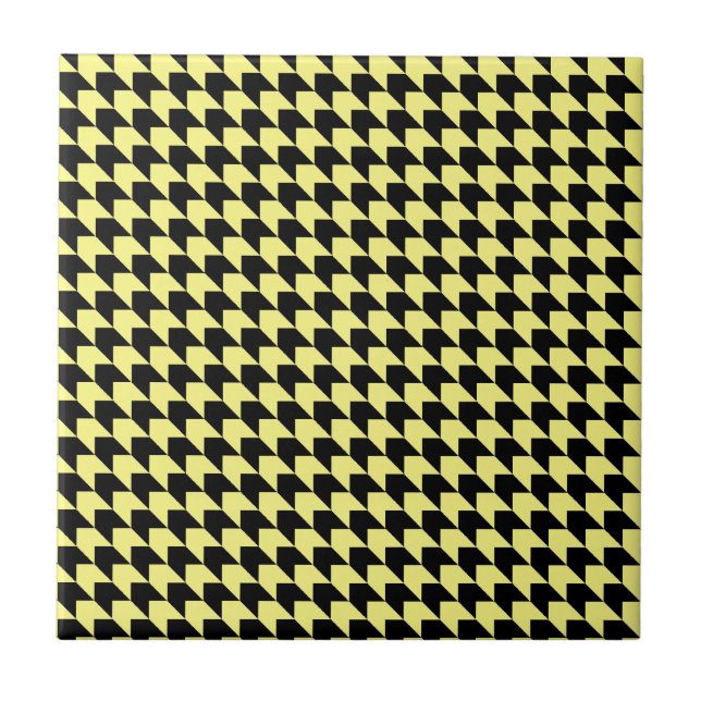 Chevron Checks Yellow and Black Ceramic Tile (Front)