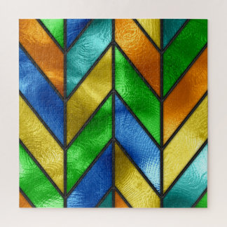 Chevron Coloured Glass Texture Jigsaw Puzzle