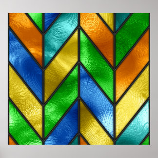 Chevron Coloured Glass Texture Poster