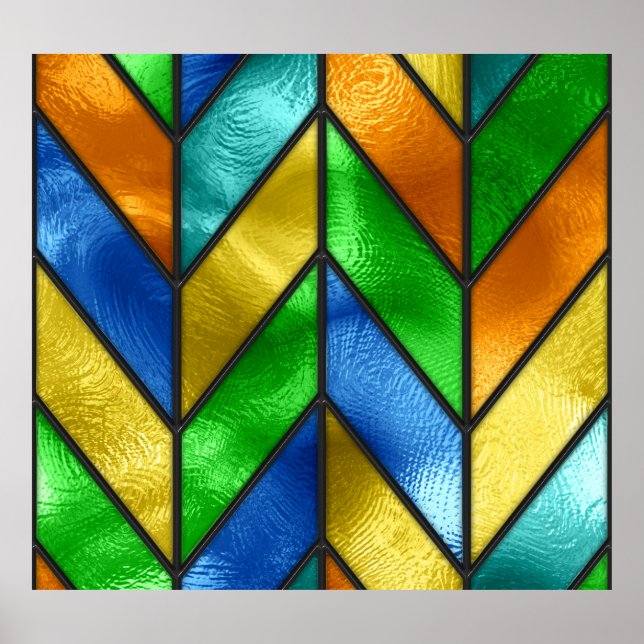 Chevron Coloured Glass Texture Poster (Front)