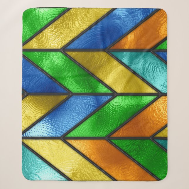 Chevron Coloured Glass Texture Sherpa Blanket (Front)