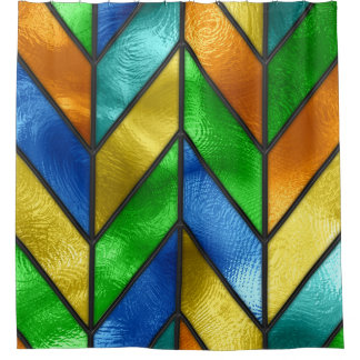 Chevron Coloured Glass Texture Shower Curtain
