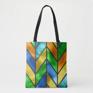 Chevron Coloured Glass Texture Tote Bag