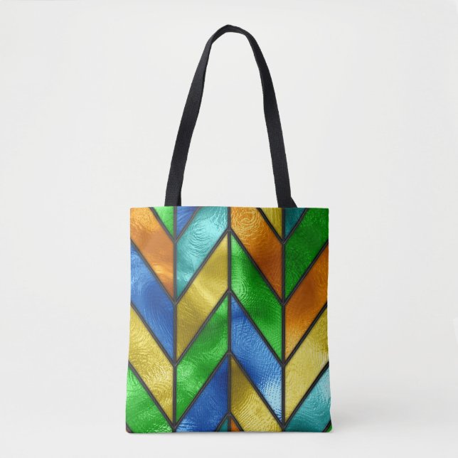 Chevron Coloured Glass Texture Tote Bag (Front)