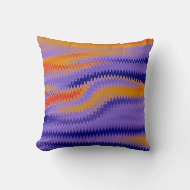 Chevron Coloured Waves Paint Art Design Abstract Cushion (Front)