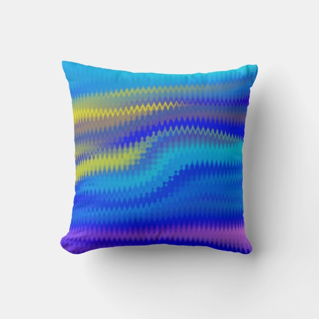 Chevron Colourful Waves Paint Art Design Abstract Cushion (Front)