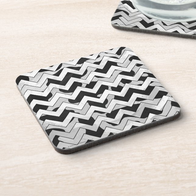 Chevron Cow Black and White Coaster (Left Side)