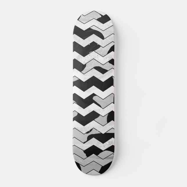 Chevron Cow Black and White Skateboard (Front)