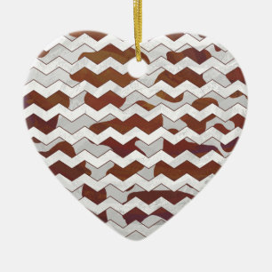 Chevron Cow Brown and White Print Ceramic Tree Decoration