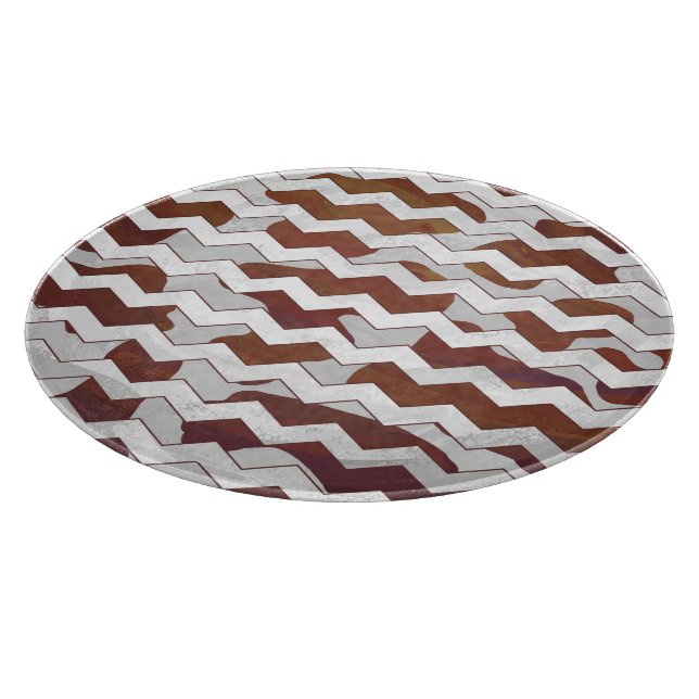 Chevron Cow Brown and White Print Cutting Board (Corner)