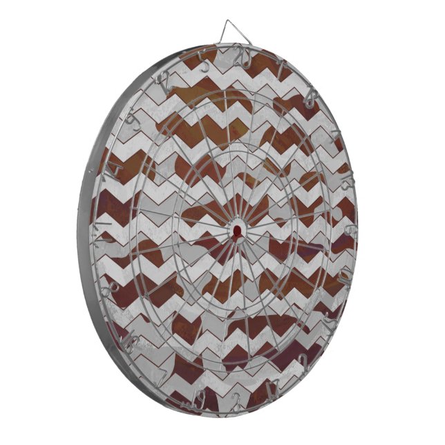 Chevron Cow Brown and White Print Dartboard (Front Left)