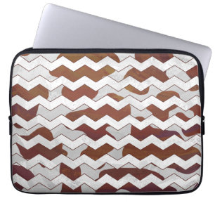 Chevron Cow Brown and White Print Laptop Sleeve
