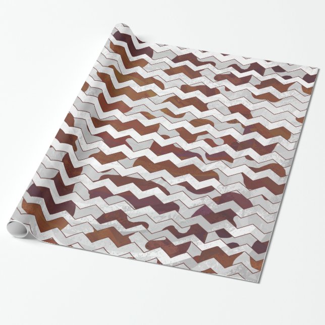 Chevron Cow Brown and White Print Wrapping Paper (Unrolled)