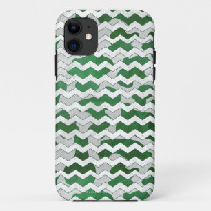 Chevron Cow Green and White Print iPhone 11 Case